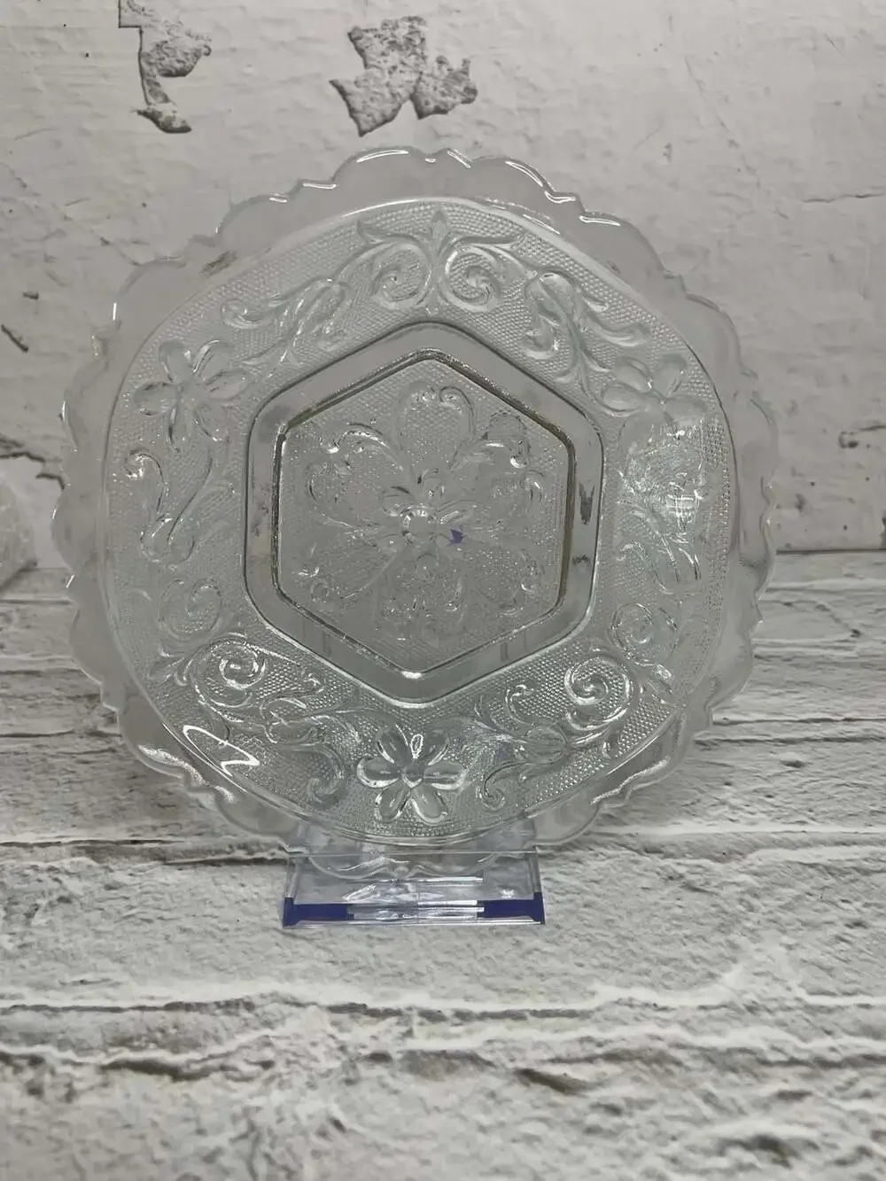 Vintage Indiana Glass Tiara Sandwich Pattern Clear Hexagon Bowl
